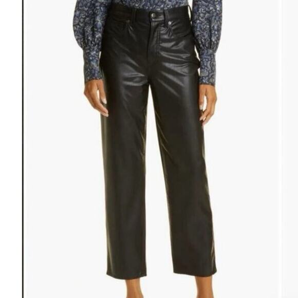 Veronica Beard Leather Straight Leg Pants Size 27 - Picture 2 of 6